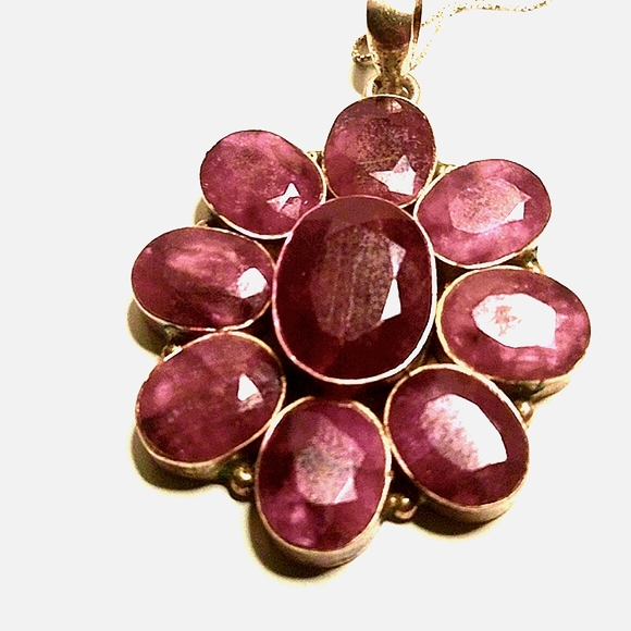 RURY RED STERLING SILVER NECKLACE WITH  STERLING CHAIN - Picture 1 of 5